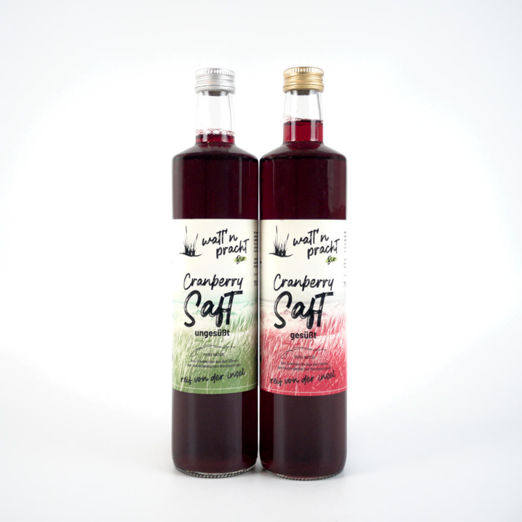 Ungesüßt und gesüßt Cranberry saft 