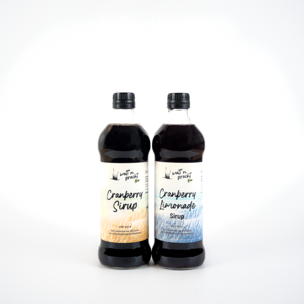 Cranberry Limonaden und Cranberry sirup, mit Zucker und Apfel